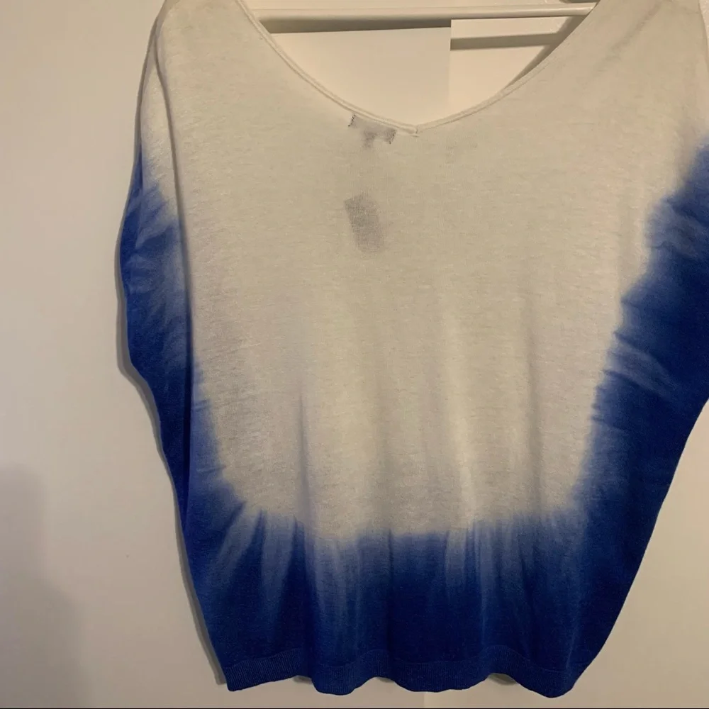 Splendid M dip dye dolman sleeve sweater cashmere blend White & Mediterranean - Picture 8 of 15